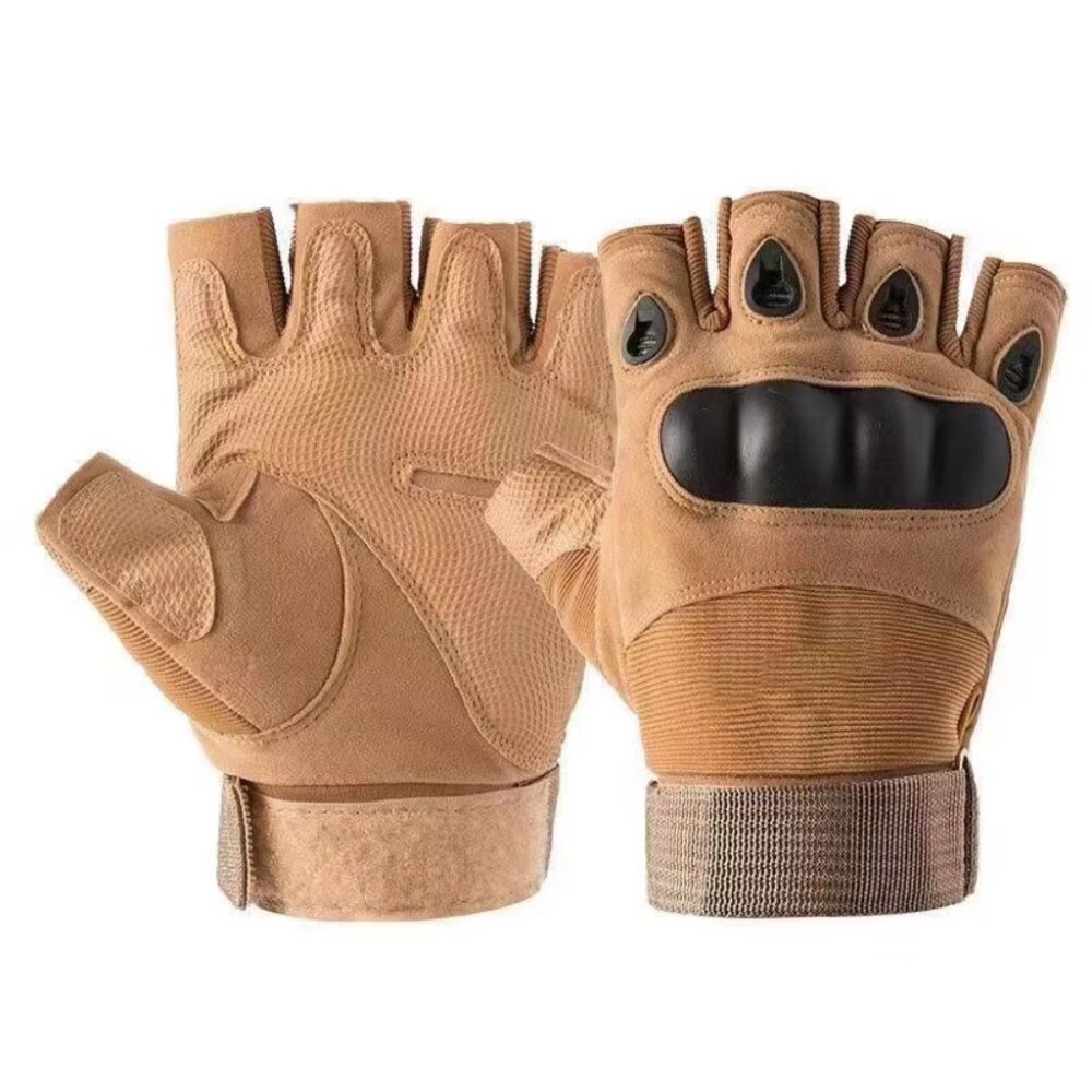 PAKNADA Touch Screen Tactical Gloves Beige Half Finger Outdoor Riding Hiking